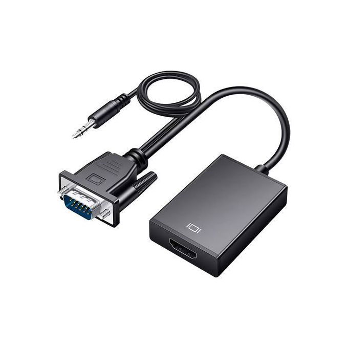 Adaptateur VGA vers HDMI avec Audio approx! APPC25 3,5 mm Micro USB 20 cm  720p/1080i/1080p Noir