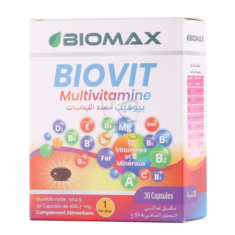 BIOMAX Biovit Multivitamines 30 Capsules - PHARMACIE HAKIKI