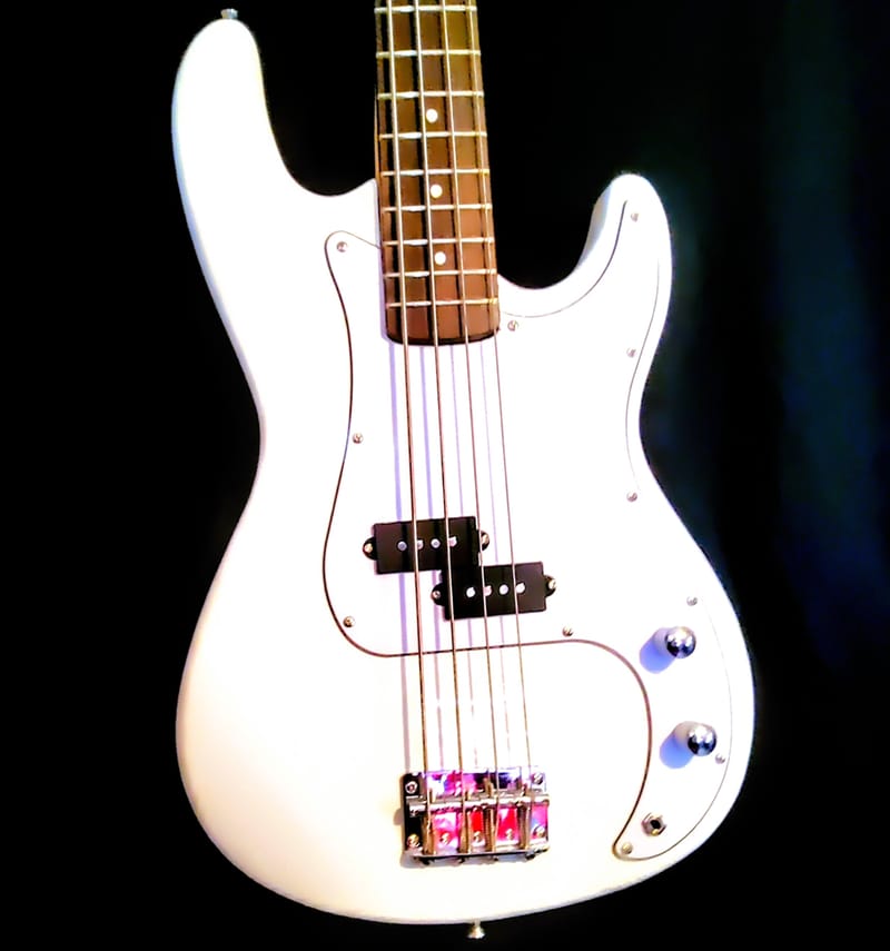 Arctic White P Style Electric Bass Guitar Leo Blacks Music Shack