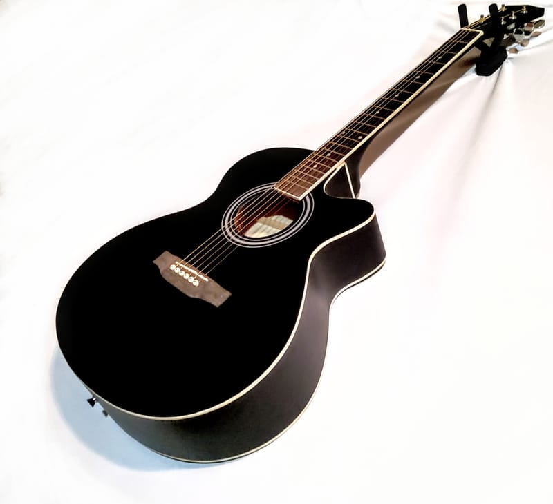 Flat / Matte Black Unmarked Concert Acoustic Guitar Leo Blacks Music