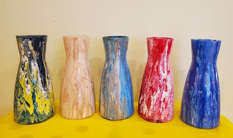 Fluid Paint Art on Vases (Mother's Day and Teacher Appreciation Project)