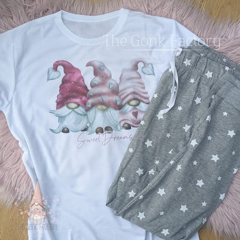 'Pretty Pink Gonks' With Grey Bottoms Pyjamas