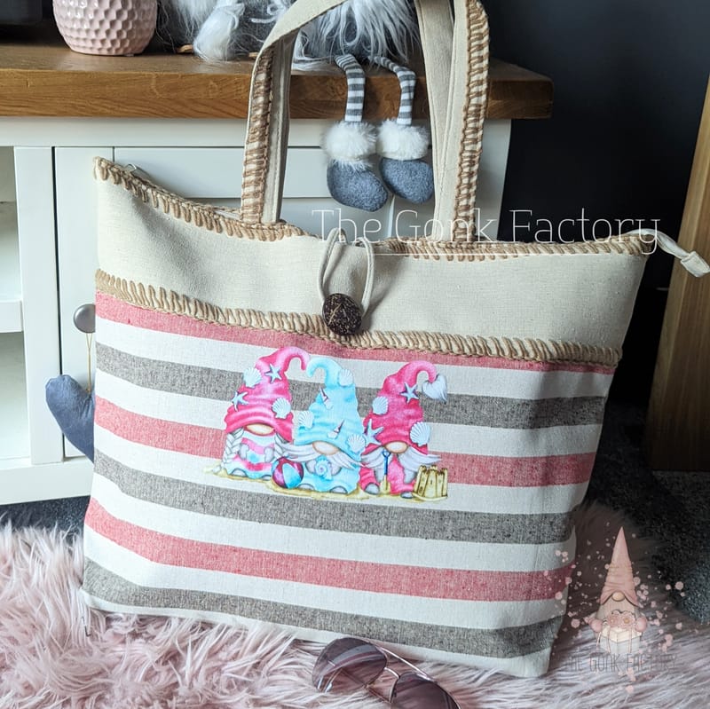 Large Striped 'Beach Gonks' Beach Bag