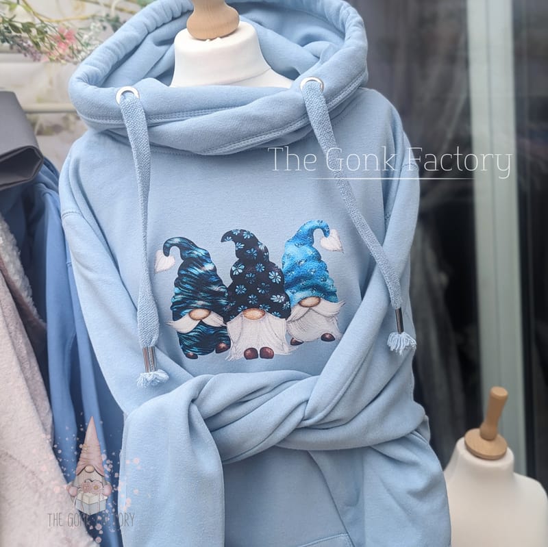 Premium Blue 'Turquoise Gonks' Cross Neck Hoodie