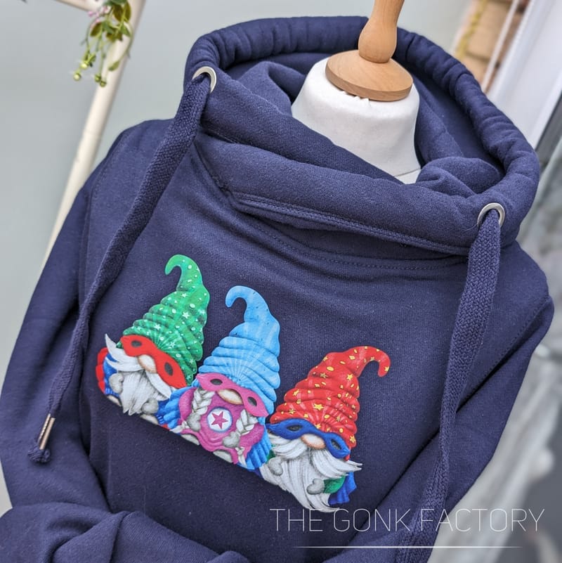 Premium Navy 'Superhero Gonks' Cross Neck Hoodie