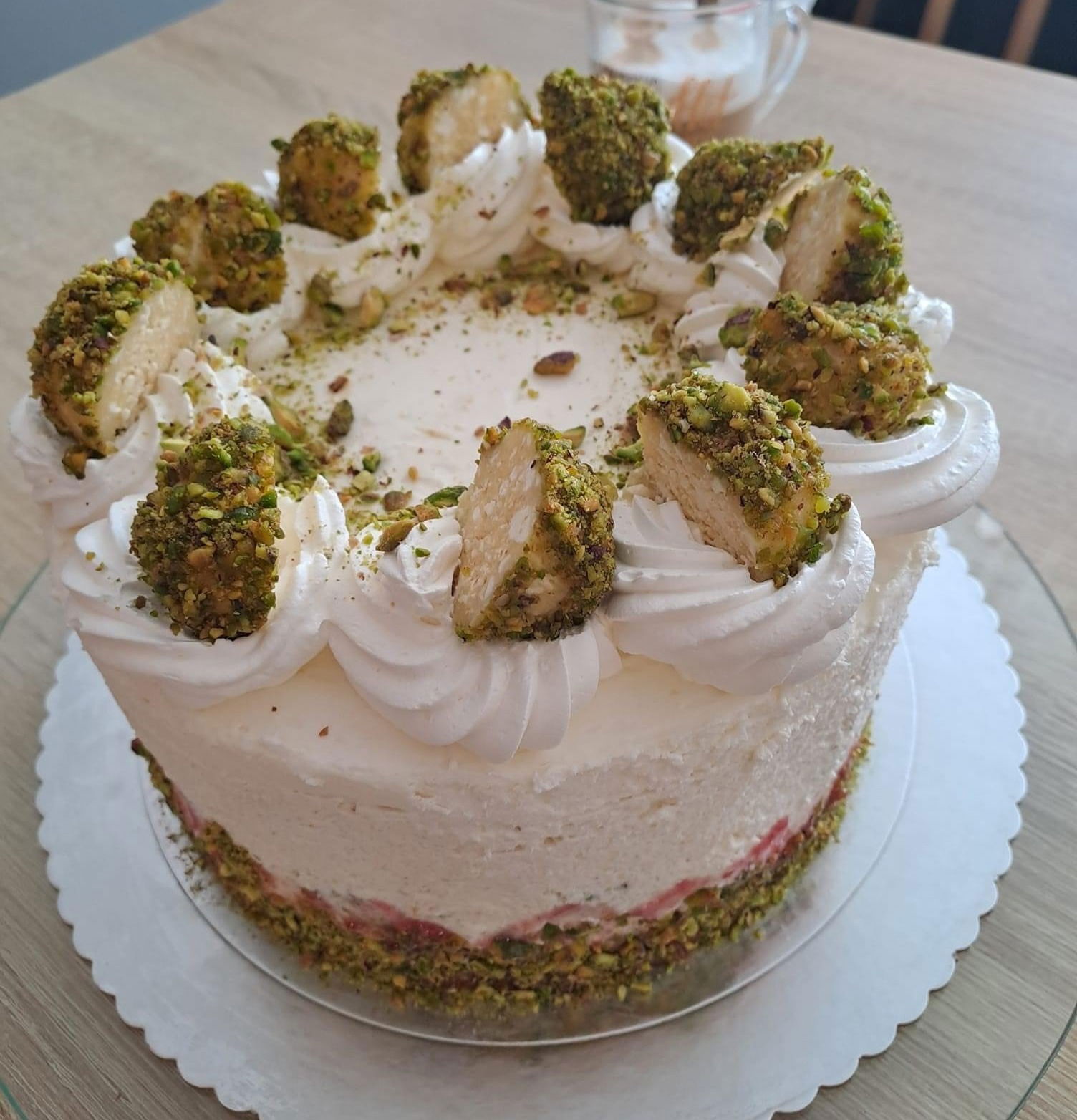 Pisztáciás túrógombóc torta