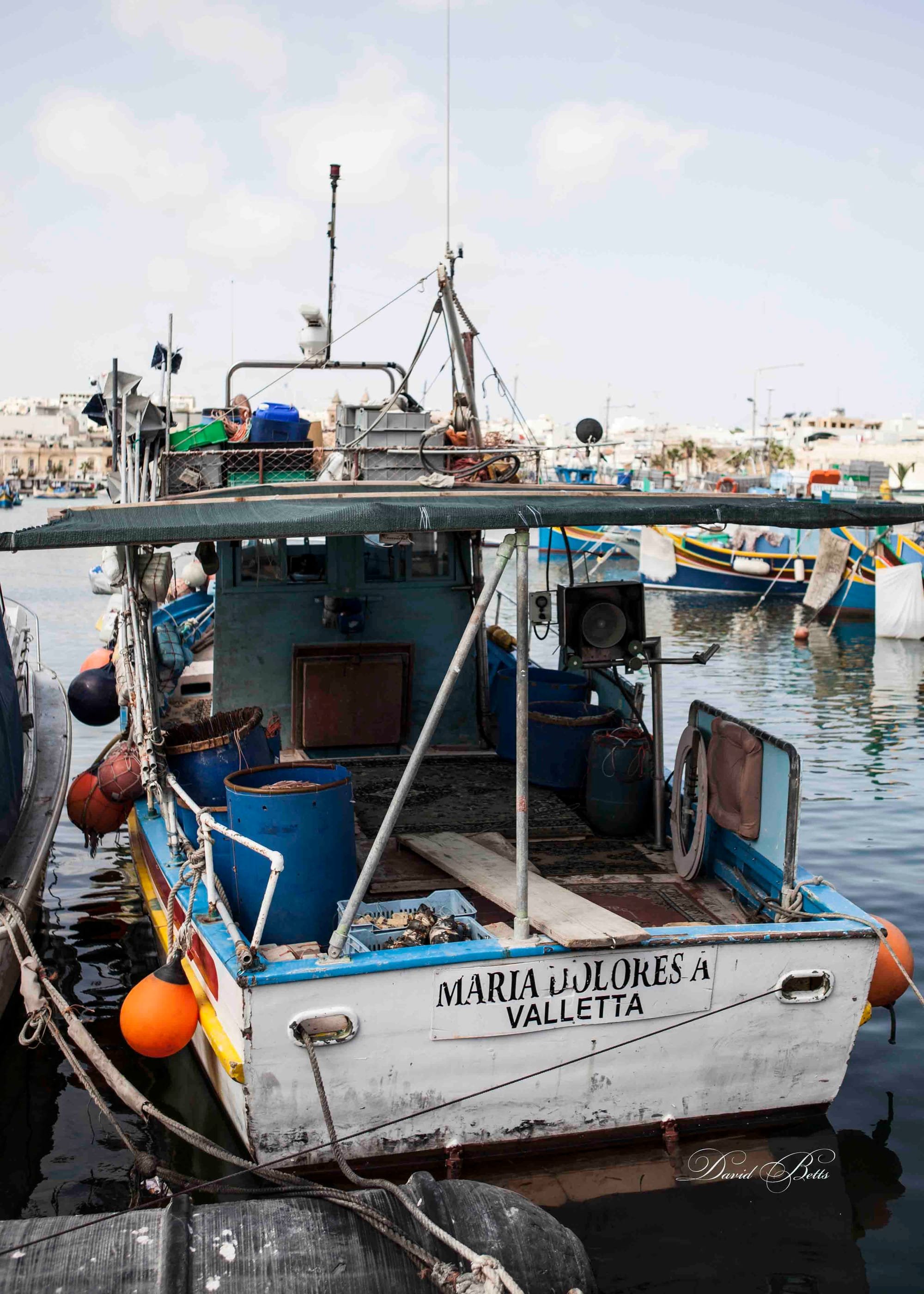 Fishing vessels in the harbour at Marsaxlokk..