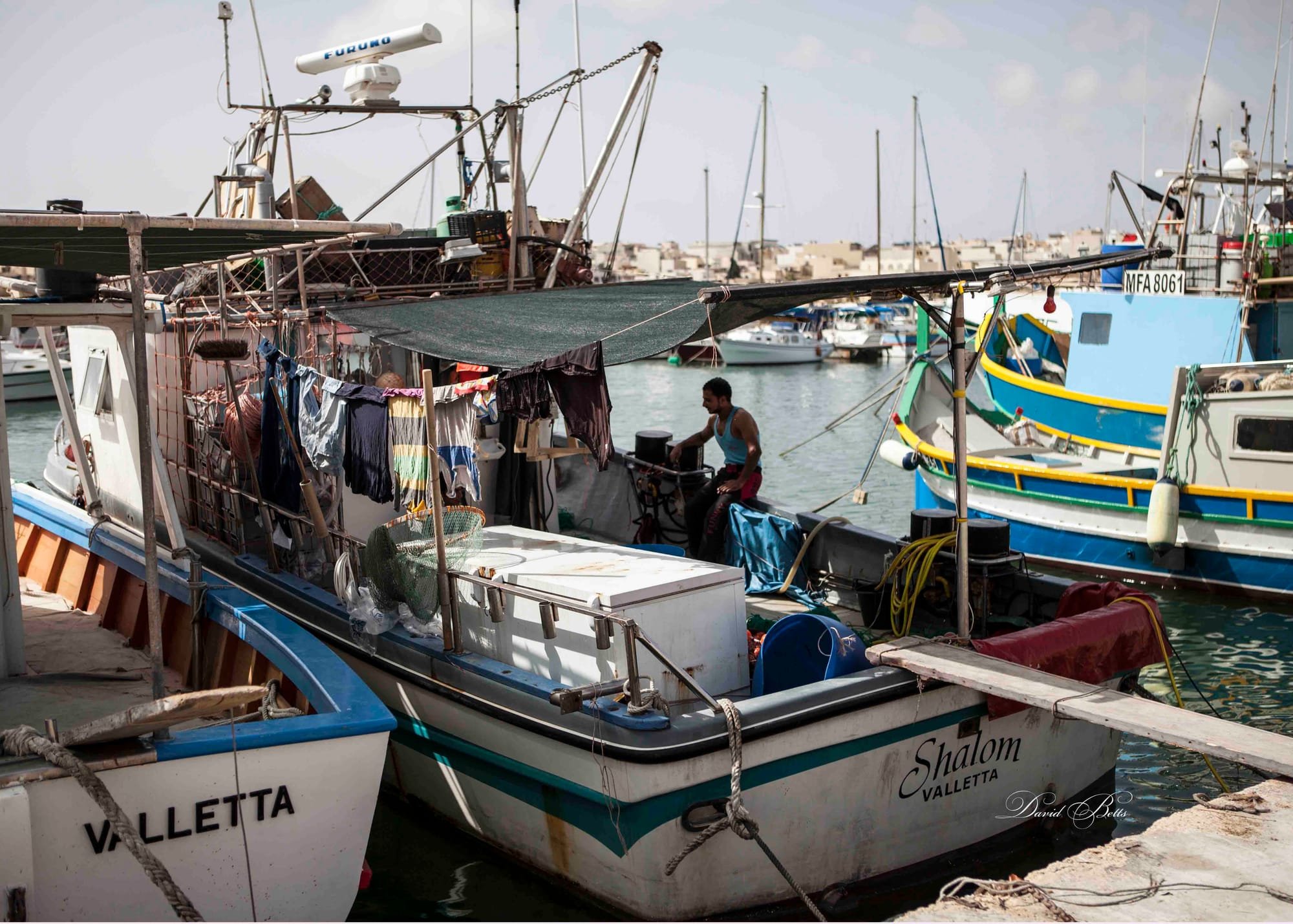Fishing vessels in the harbour at Marsaxlokk..