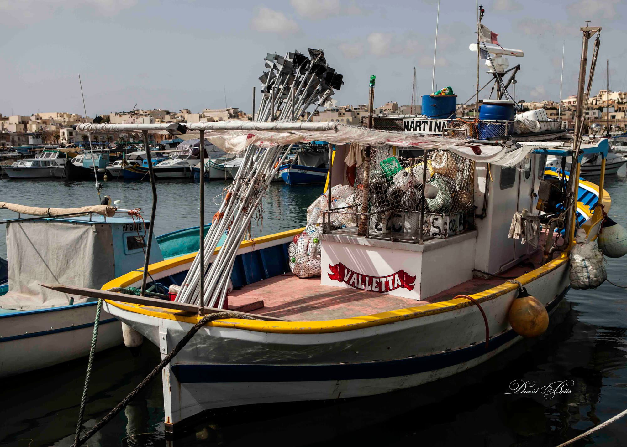 Fishing vessels in the harbour at Marsaxlokk..