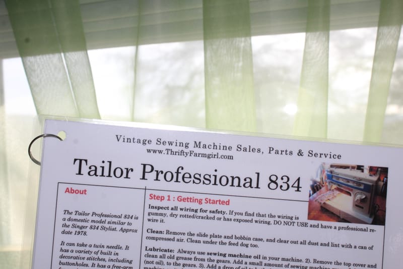 Tailor Professional 834 Sewing Machine Flashcards