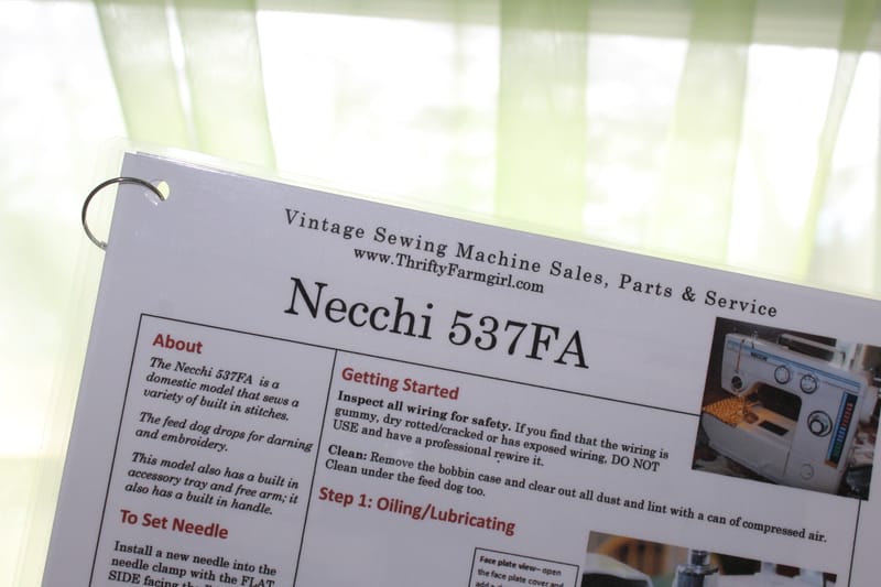 Necchi 537 FA Sewing Machine Flashcards