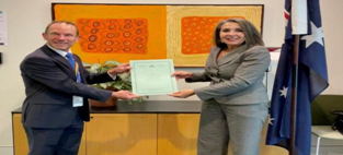 H.E. Mrs. Wassane Zailachi Presented a Copy of her Credentials as Ambassador of the Kingdom of Morocco to Australia