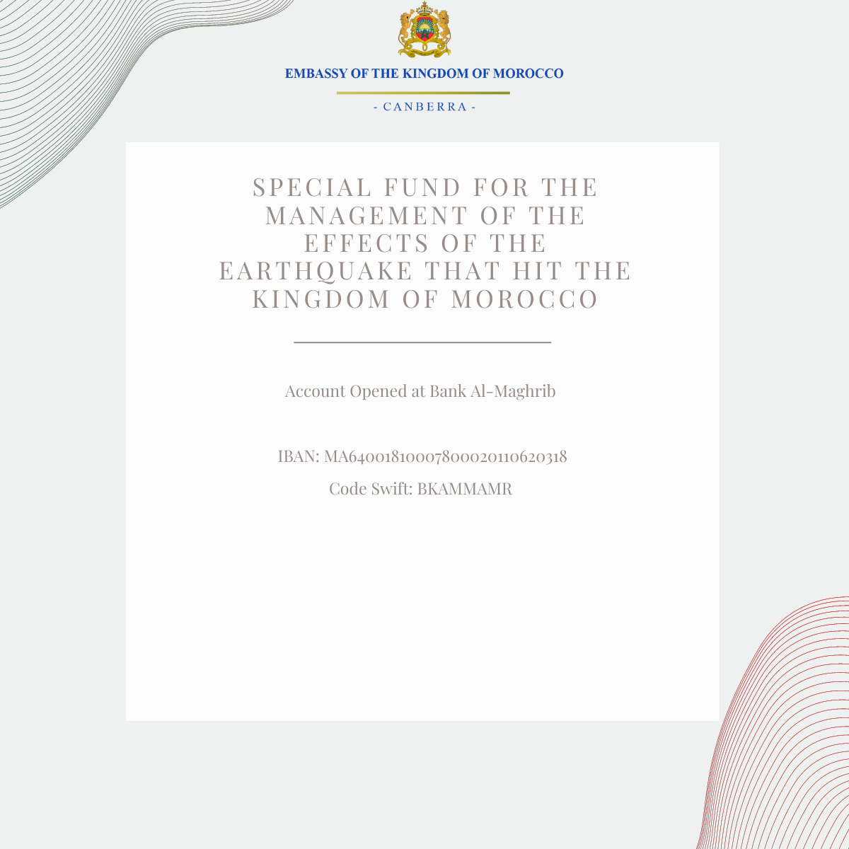 Special Fund for the Management of the Effects of the Earthquake that Hit the Kingdom of Morocco