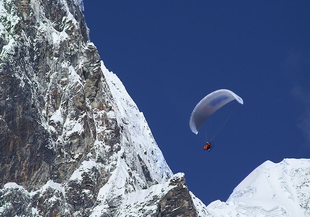 Bear Grylls over Mt. Everest