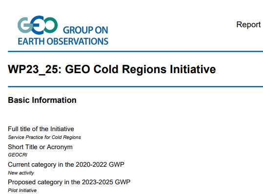 GEO CRI Work Program was submitted today