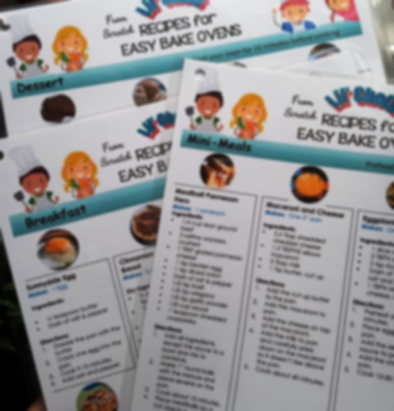 Easy Bake Oven Food Recipes Flashcard Set
