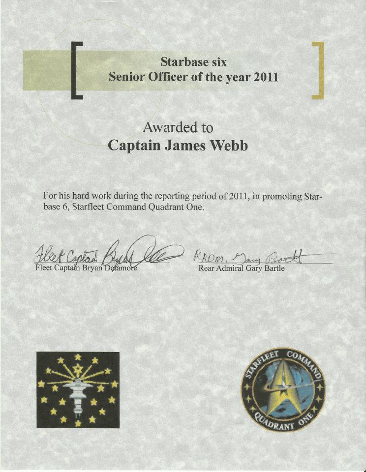 Starbase Six 'Senior Officer of the Year' First Place (Starbase Six award) 2011