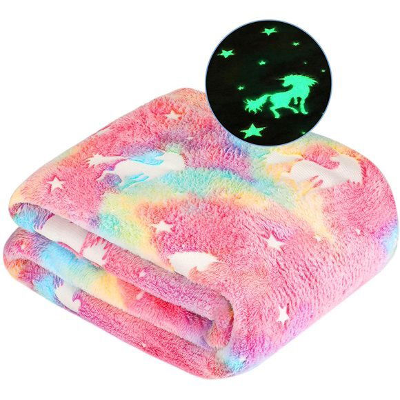 Glow in The Dark Unicorn pink Blanket for kids Die Pakhuis Pty Ltd