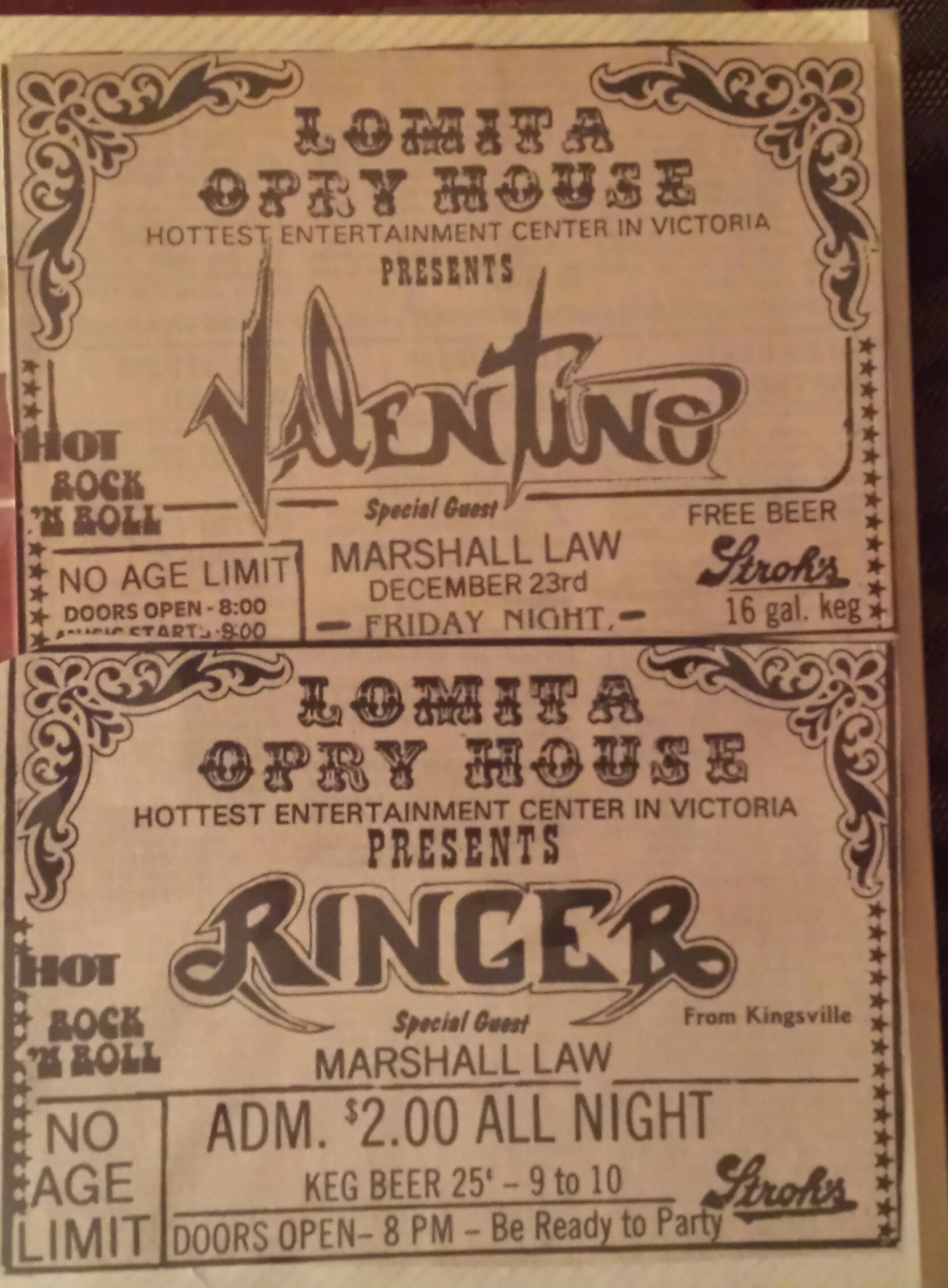 My Band Marshall Law Show ad's.
