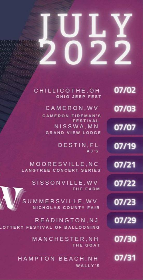 July Tour Schedule 2022'