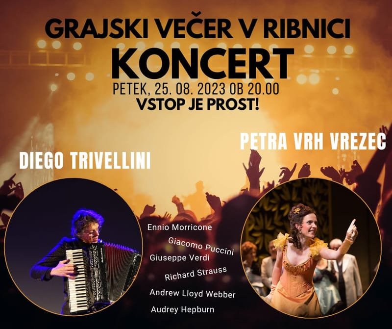 Grajski večer v Ribnici - koncert, v PETEK, 25. avgusta 2023 ob 20h, Grad Ribnica