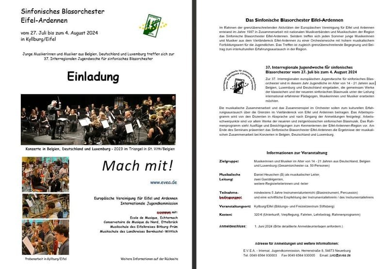 Eifel-Ardennen Blasorchester Seminar (27.7.-4.8)