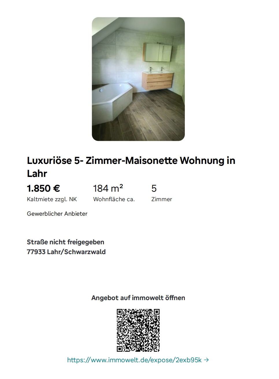 Vermietung: 5- Zimmer- Maisonette- Wohnung in Lahr