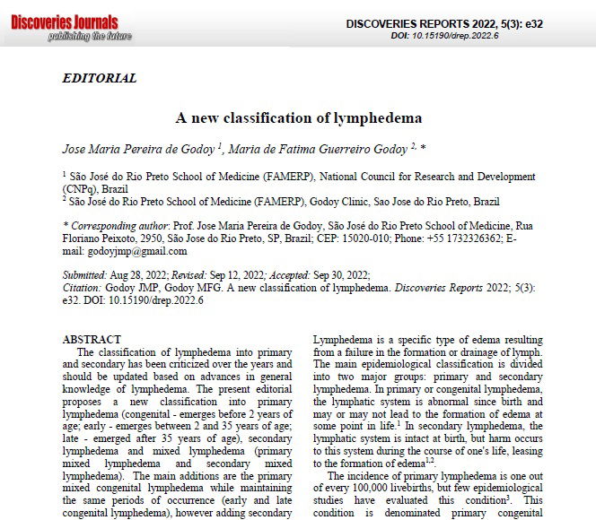 A new classification of lymphedema