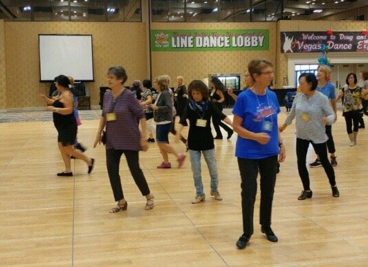Warming up in the Line Dance Lobby at VDE