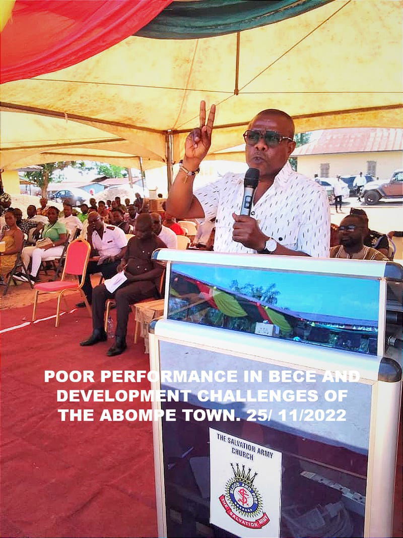 MCE ENGAGING THE PEOPLE OF ABOMPE ON POOR PERFORMANCE IN BECE & DEVLPT CHALLENGES HELD ON 25TH NOV. 2022