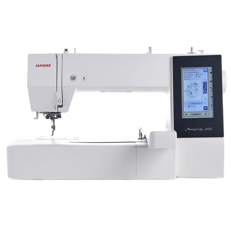 The Janome 500e embroidery sewing machine