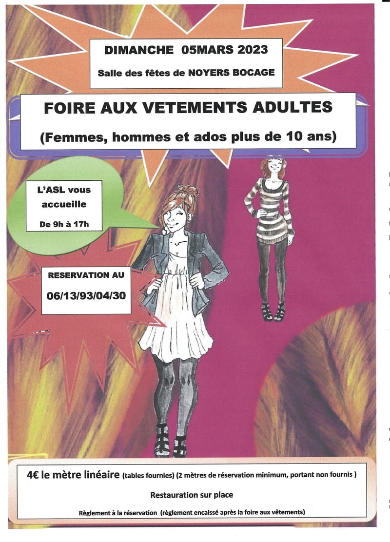 foire aux vêtements adultes et ados 10ans