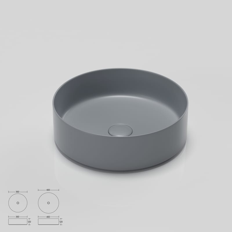 Grey Matte Round Ultra Thin Porcelain Top Counter Bathroom Sink 