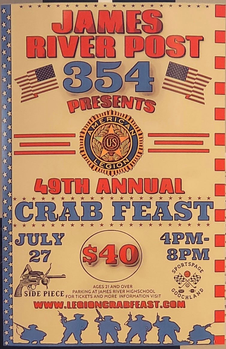James River Post 354 Presents: 49th annual Crab Feast