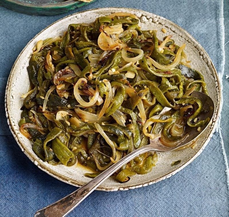 Caramelized Poblano Peppers and Onions.