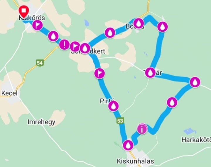 A tervezett útvonal és az ehhez tartozó szinttérkép