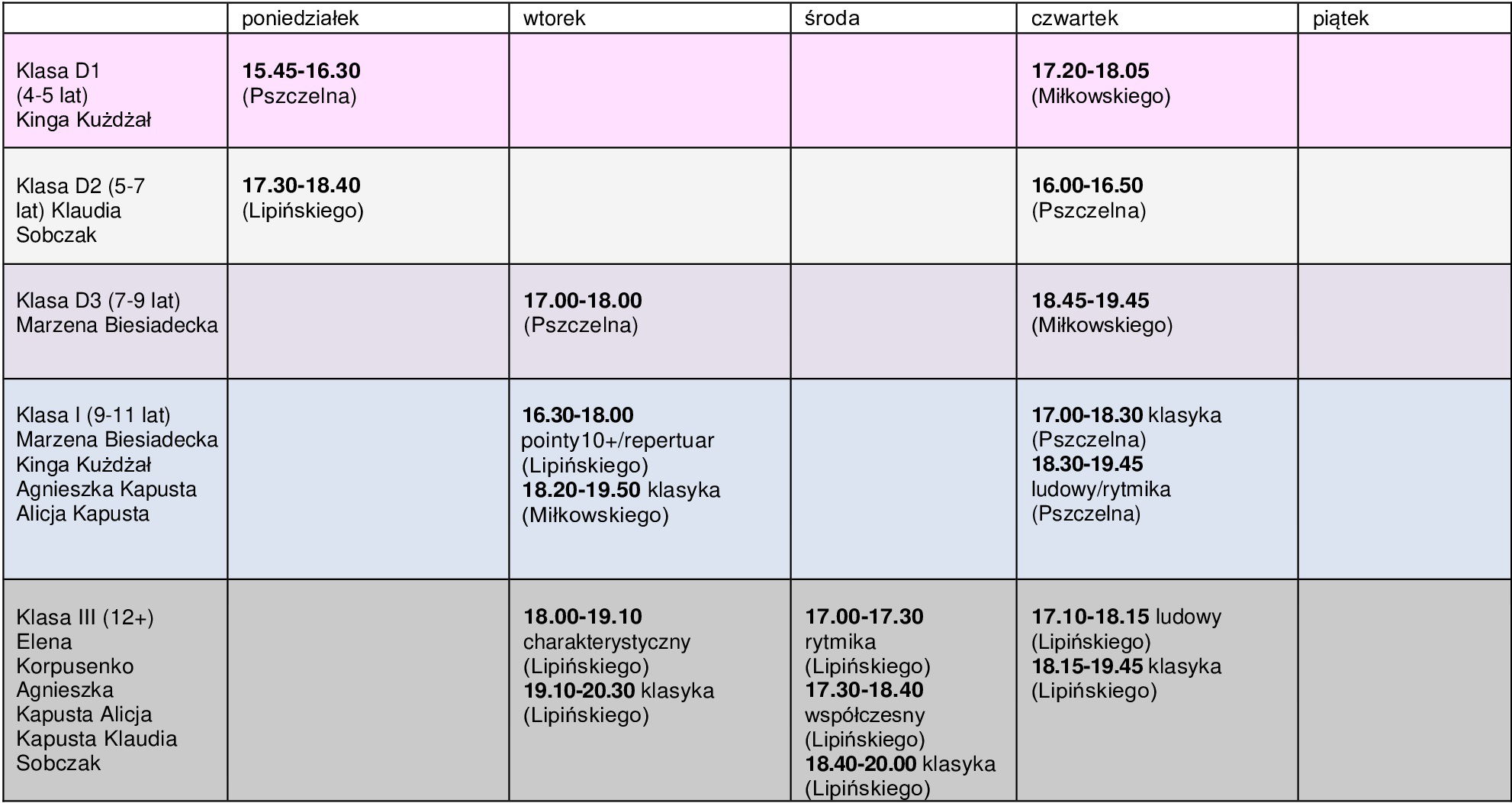 PLan zajęć 2023/2024