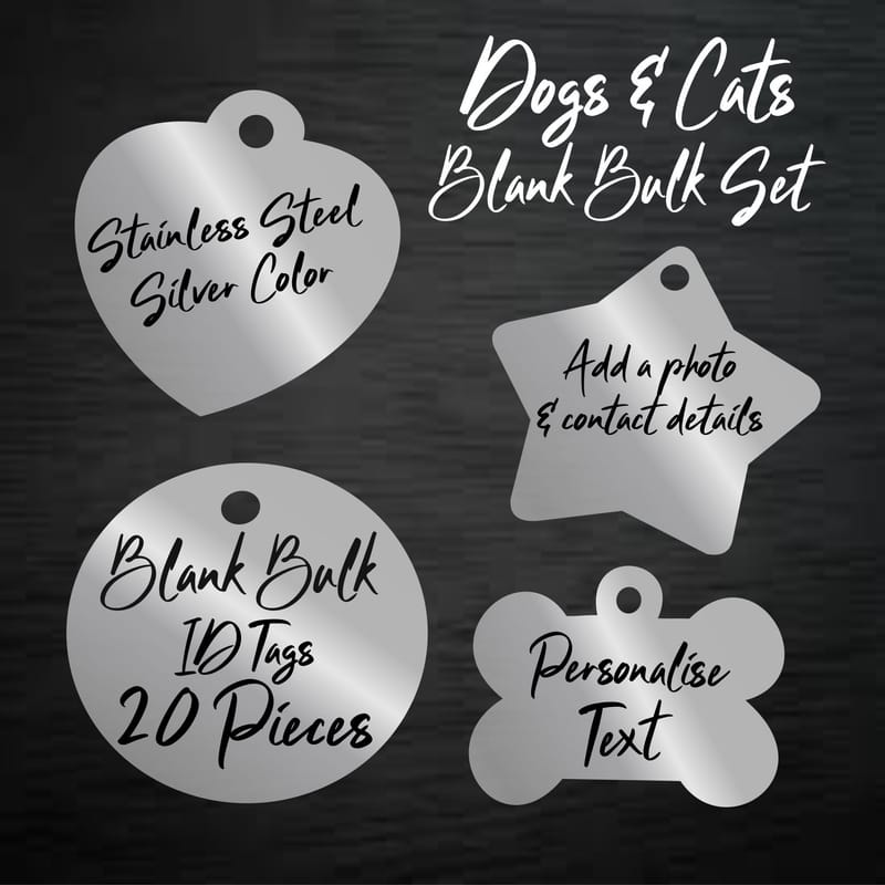 PET Stainless Steel ID Tag Bulk Set 20 Blanks KOA Kreations