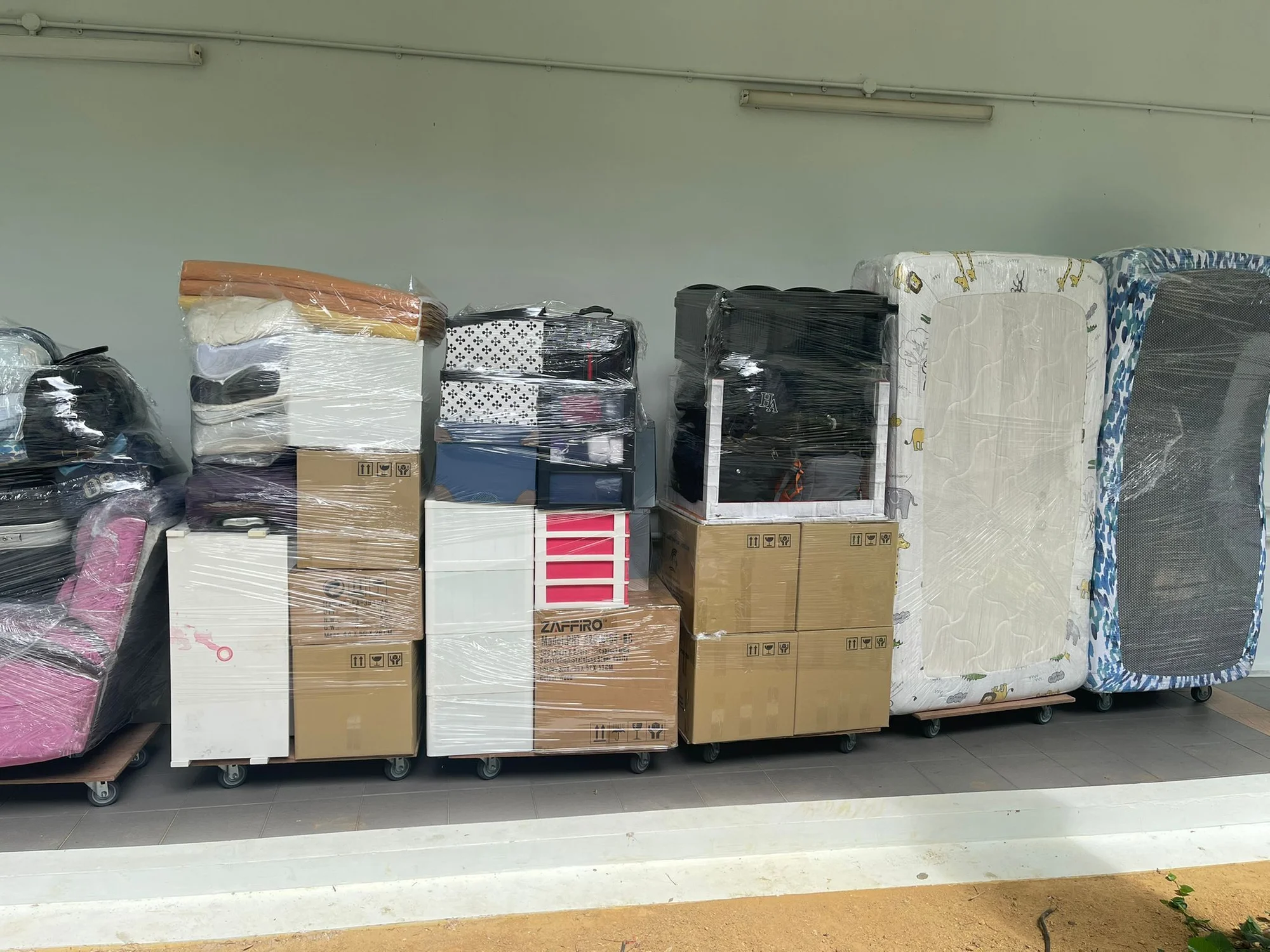 furniture and packaged items