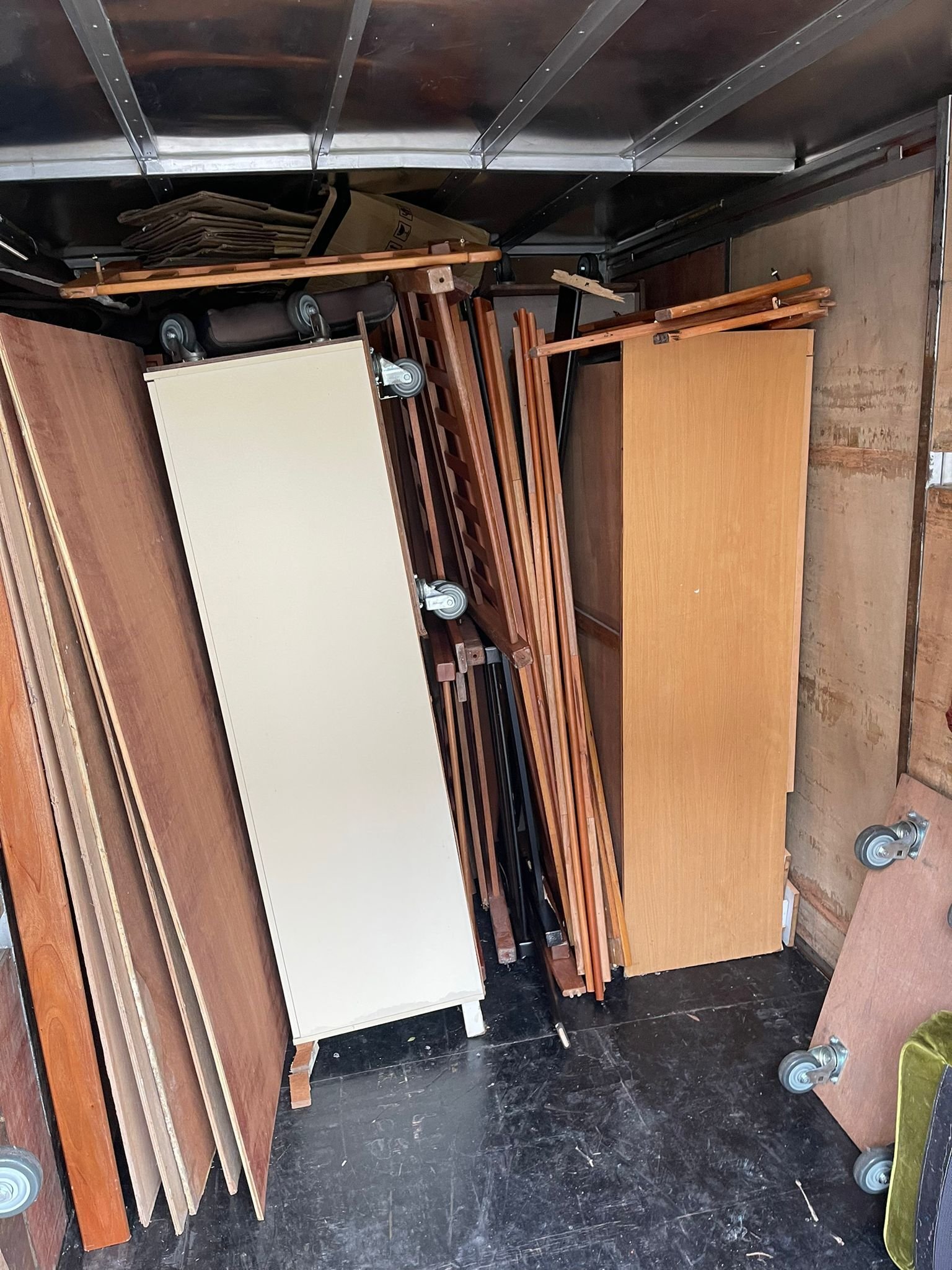 cabinets and wood in truck