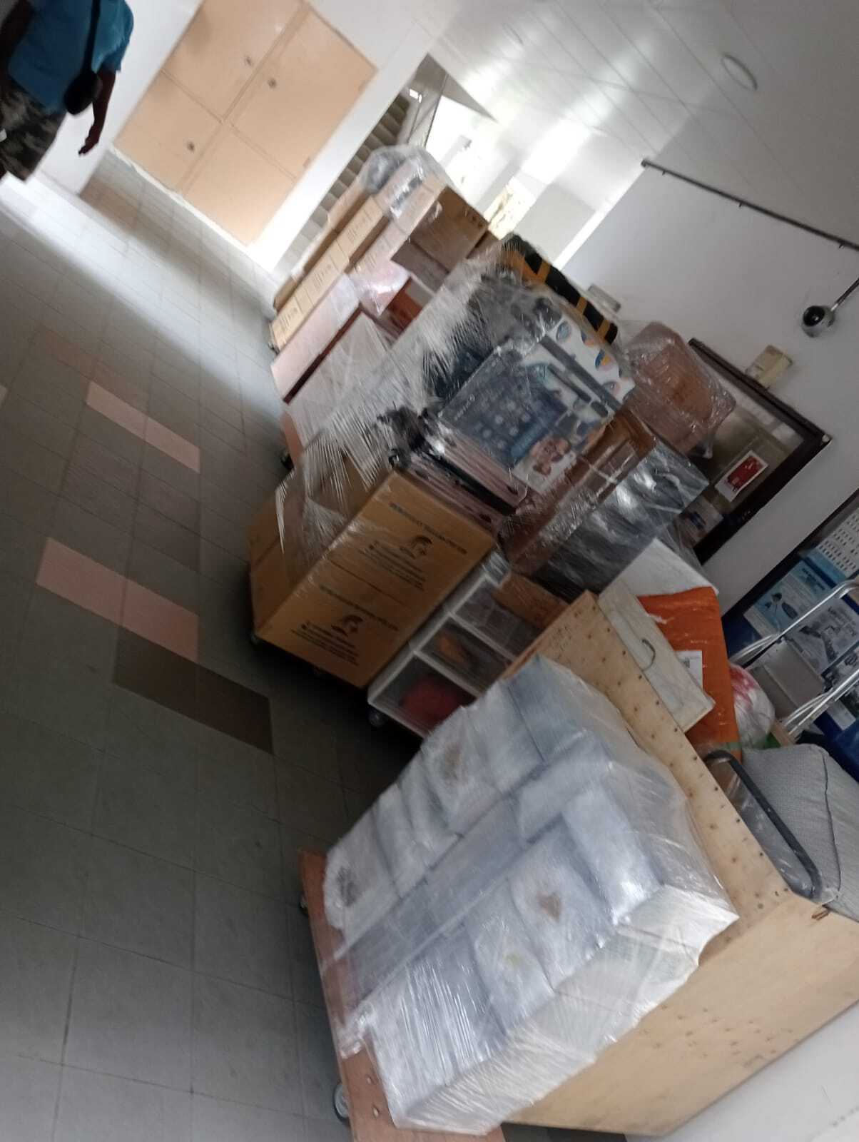 organized wrapped boxes and furniture