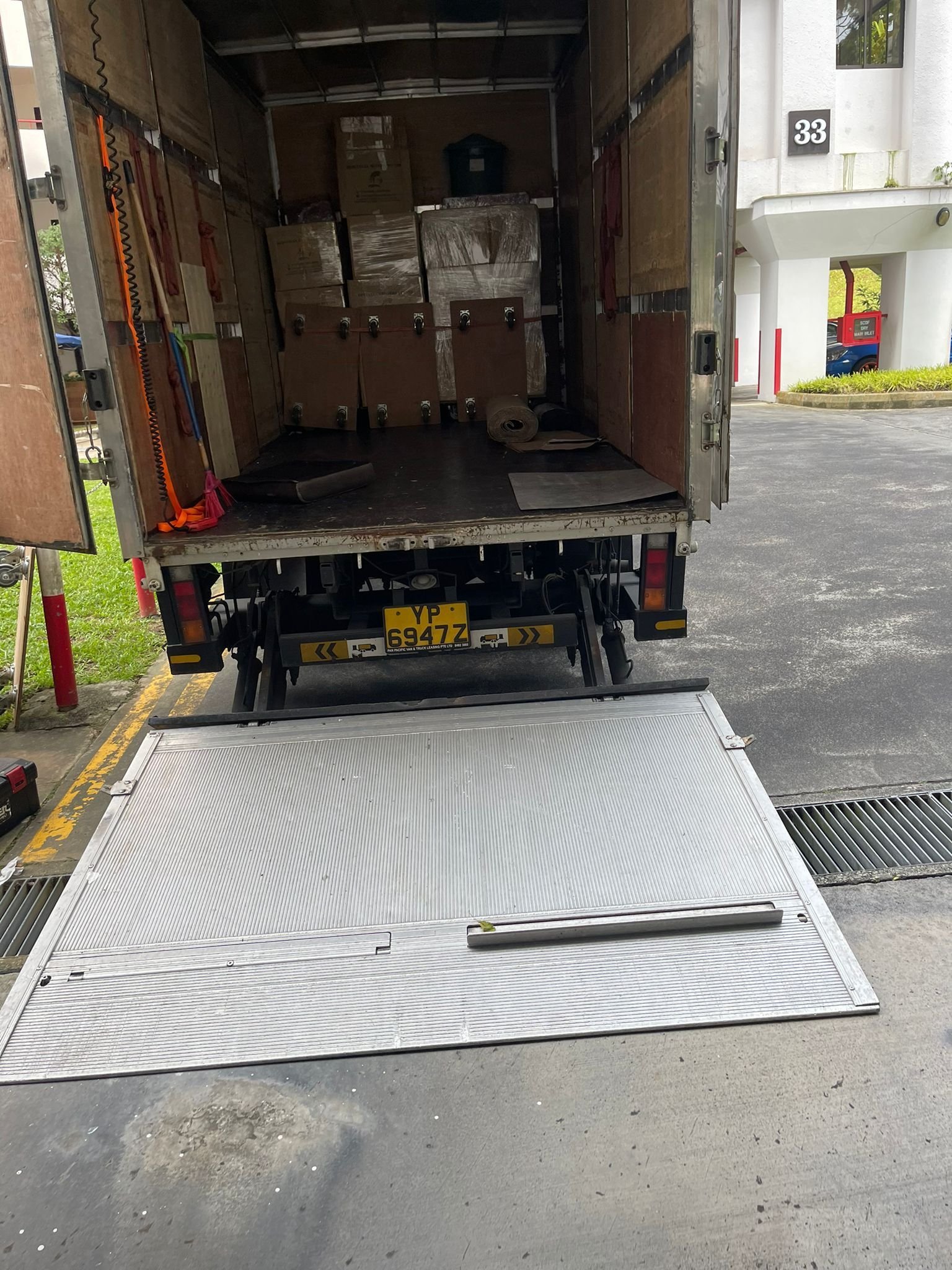 Unloading of items from lorry