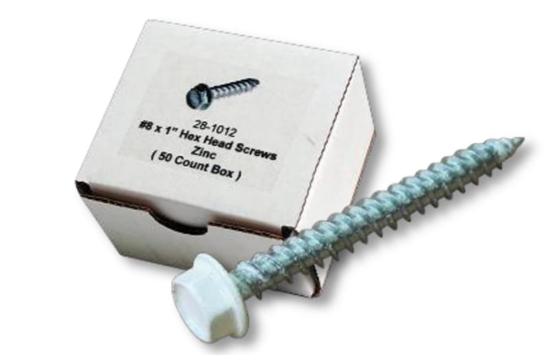 thumbnail image 2 of 50 Pack #8 X 1.25 Inch Hex Head White Screws For Mobile Home RV Door Window Vent 2 of 6