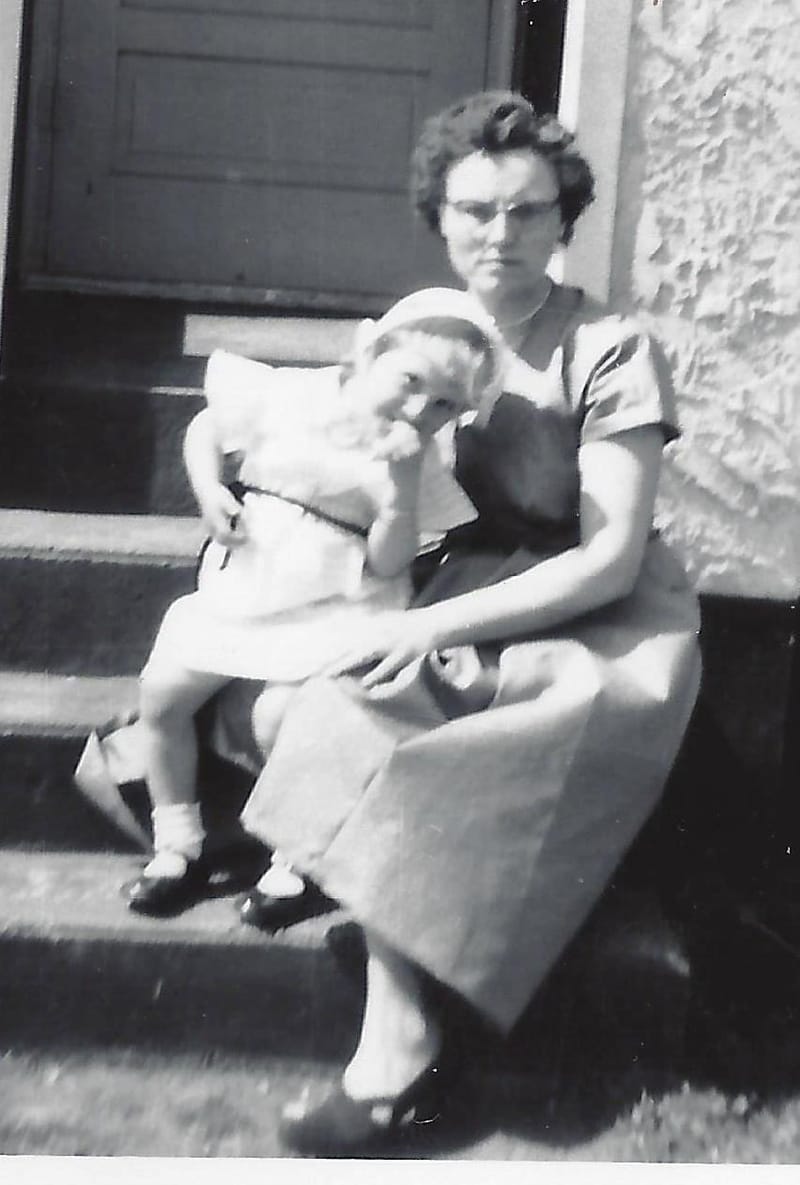 Marcia with Mom Viola - Kamps Memories: Then and Now