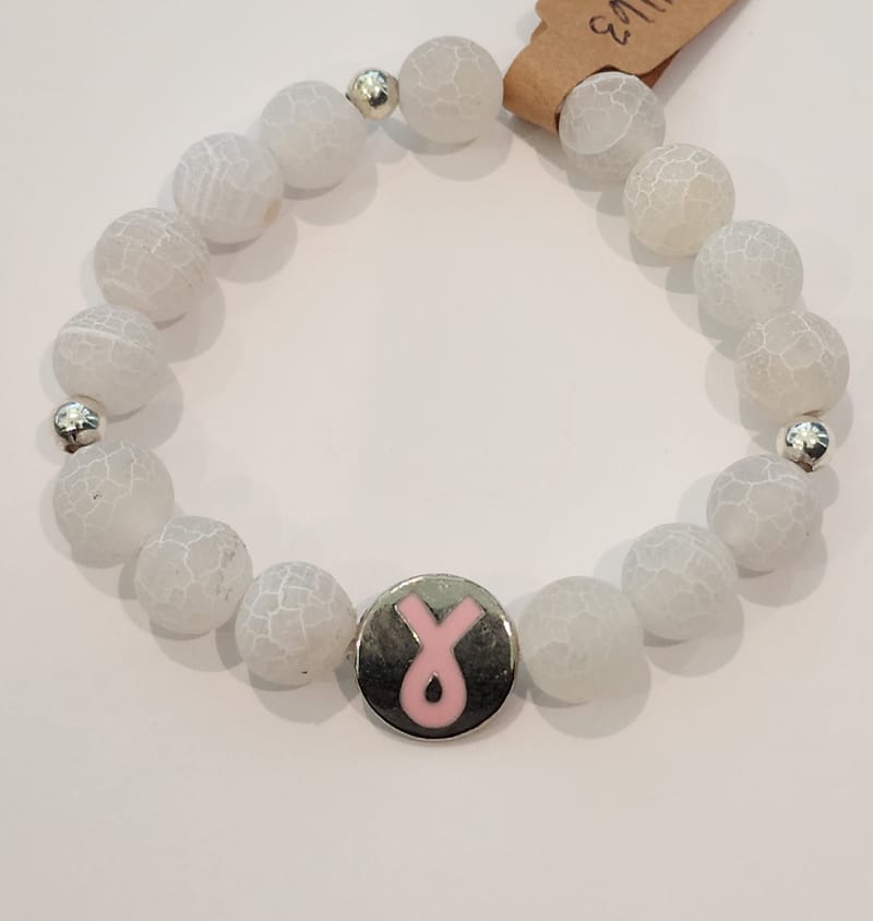 Breast Cancer pendant with white stones Aria's Beauty Box