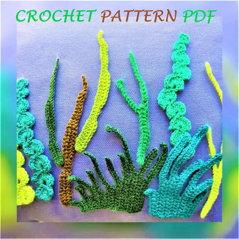 Crochet pattern PDF seaweed, DIY Application for kids, DIY applique