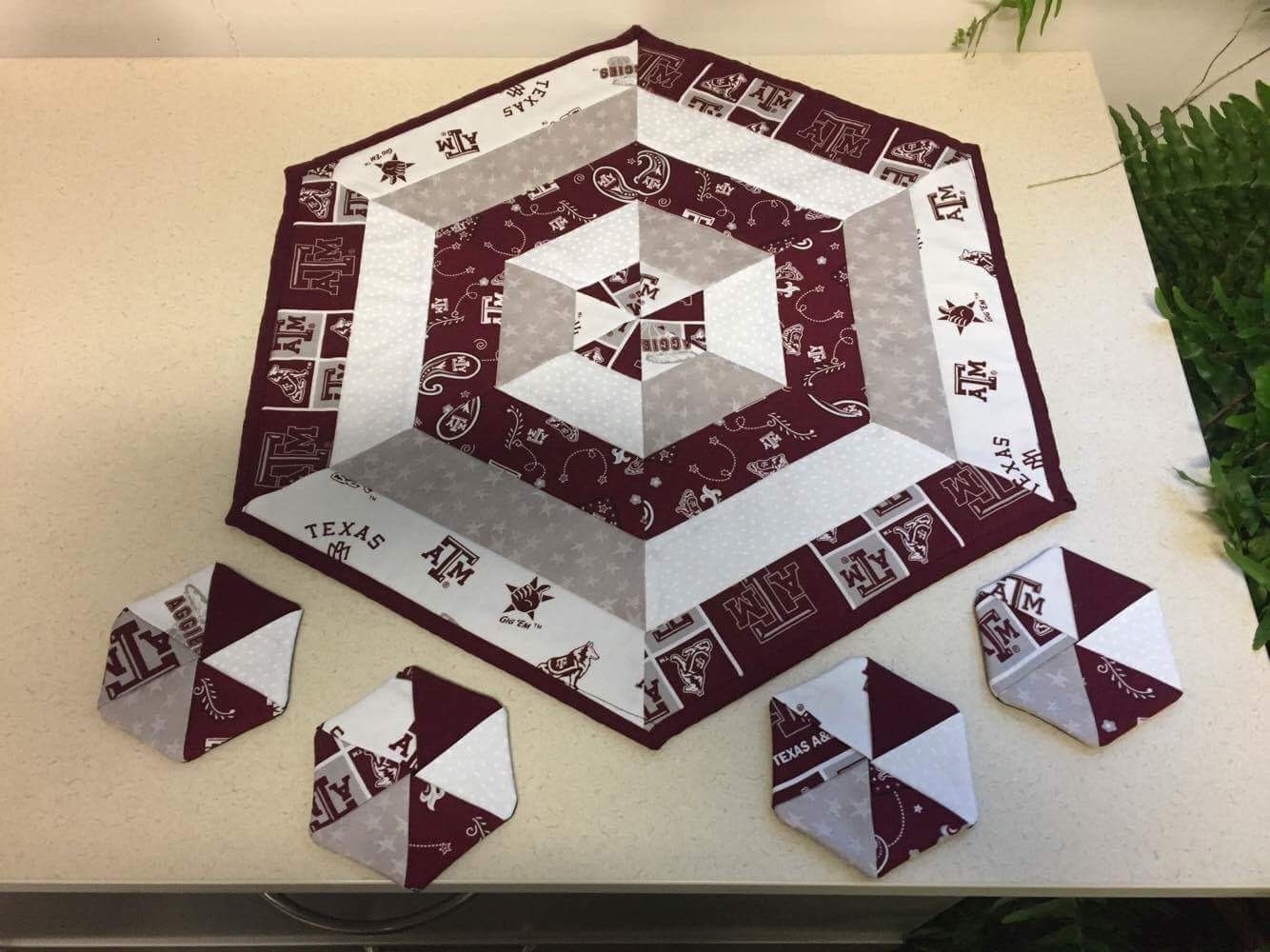 Aggie Table Top Quilt w/ Coasters
