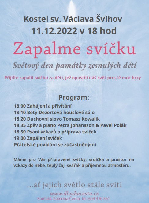 Zapalme svíčku - světový den památky zesnulých dětí