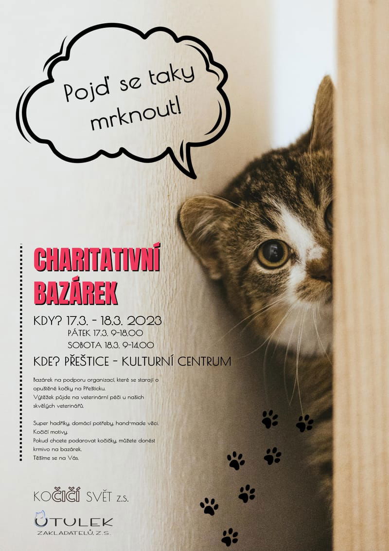 Charitativní bazárek - na podporu opuštěných koček