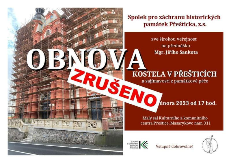 Obnova kostela v Přešticích a zajímavosti z památkové péče - ZRUŠENO